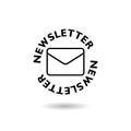 Newsletter envelope illustration design icon with shadow