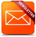 Newsletter orange square button red ribbon in corner Royalty Free Stock Photo