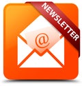 Newsletter orange square button red ribbon in corner Royalty Free Stock Photo