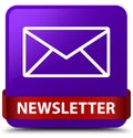 Newsletter purple square button red ribbon in middle Royalty Free Stock Photo