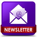 Newsletter purple square button red ribbon in middle Royalty Free Stock Photo