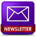Newsletter purple square button red ribbon in middle Royalty Free Stock Photo