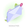 Newsletter subscription flat isometric design icon concept. E-mail marketing message with digital advertising. Envelope icon Royalty Free Stock Photo