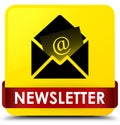 Newsletter yellow square button red ribbon in middle Royalty Free Stock Photo