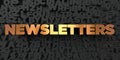 Newsletters - Gold text on black background - 3D rendered royalty free stock picture