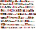 Newspaper alphabet with letters and numbers. Royalty Free Stock Photo