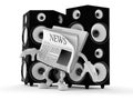 Newspaper character with big speakers Royalty Free Stock Photo