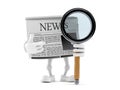Newspaper character with magnifying glass Royalty Free Stock Photo