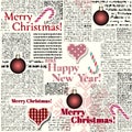 Newspaper Christmas pattern. Seamless square vector background. Royalty Free Stock Photo
