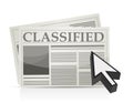 Newspaper classified ads page and cursor