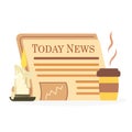 Newspaper with coffee news of the day, vector illustration
