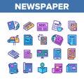 Newspaper Collection Elements Icons Set Vector Royalty Free Stock Photo