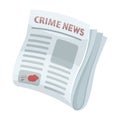 Newspaper crime news.Crime article in the press single icon in cartoon style vector symbol stock illustration web. Royalty Free Stock Photo