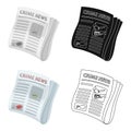 Newspaper crime news.Crime article in the press single icon in cartoon style vector symbol stock illustration web. Royalty Free Stock Photo