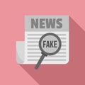 Newspaper fake news icon, flat style Royalty Free Stock Photo