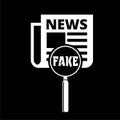 Newspaper fake news icon isolated on dark background