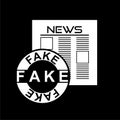 Newspaper fake news icon isolated on dark background