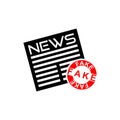 Newspaper fake news icon isolated on white background