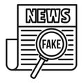 Newspaper fake news icon, outline style