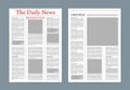 Newspaper, great design for any purposes. Vector editorial print layout. Newspaper template. Daily press empty paper journal