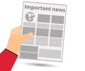 Newspaper in hand. Important news read in a newspaper. Vector il Royalty Free Stock Photo