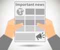 Newspaper in hands. Important news read in a newspaper. Vector i Royalty Free Stock Photo