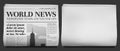 Newspaper headline mockup. Business news tabloid folded in half, financial newspapers title page and daily journal Royalty Free Stock Photo