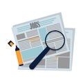 Newspaper for hiring, employment with magnifier