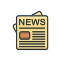 Color illustration icon for Newspaper, blog and press