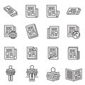 News publish, newspaper icon set. Thin line style stock vector. Royalty Free Stock Photo