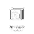 newspaper icon vector from advertising collection. Thin line newspaper outline icon vector illustration. Outline, thin line Royalty Free Stock Photo