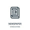 newspaper icon vector from voting elections collection. Thin line newspaper outline icon vector illustration