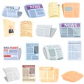 Newspaper icons set, cartoon style Royalty Free Stock Photo