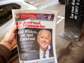 Newspaper Joe Biden`s US presidential election victory against Donald Trump