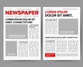 Daily newspaper journal design template with two-page opening editable headlines quotes text articles and images vectors