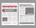 Daily newspaper journal design template with two-page opening editable headlines quotes text articles and images vectors