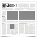 A newspaper layout featuring a prominent headline at the top. Text sections Royalty Free Stock Photo