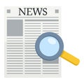 Newspaper & Magnifying Glass Flat Icon