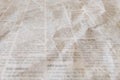 Newspaper with old vintage crumpled texture background