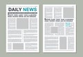 Newspaper page mockup. Newsletter journal template with headline for typography. News paper editorial with column articles for