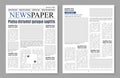 Newspaper pages, paper sheets media template for design