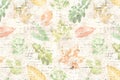 Newspaper paper with autumn leaves watercolor traces horizontal background Royalty Free Stock Photo