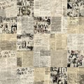 Newspaper paper grunge newsprint patchwork seamless pattern background Royalty Free Stock Photo