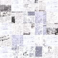 Newspaper paper grunge newsprint patchwork seamless pattern background