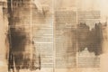 Newspaper paper grunge vintage old aged texture background Unreadable news horizontal page with place for text Royalty Free Stock Photo