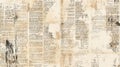 Newspaper pattern with old unreadable text and images. Vintage blurred paper news texture background Royalty Free Stock Photo