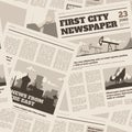 Newspaper pattern. Seamless print of old retro title press, magazine and journal with headlines and articles. Vector