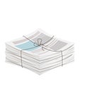 Newspaper pile, stack of magazine with rope in cartoon style isolated on white background. Royalty Free Stock Photo