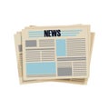 Newspaper pile, stack of magazine with rope in cartoon style isolated on white background. Royalty Free Stock Photo