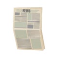 Newspaper pile, stack of magazine with rope in cartoon style isolated on white background.